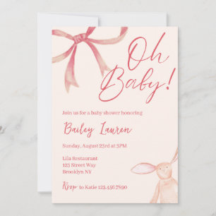 Invitation à la baby shower avec un nœud