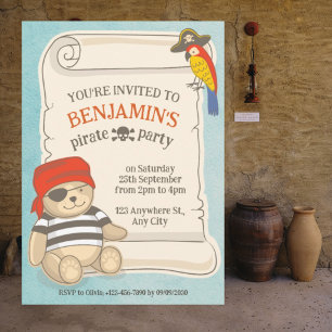 Invitation à la baby shower avec un ours en peluch