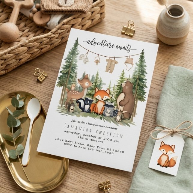 Invitation à la Baby Shower Aventure Animaux de la (Créateur téléchargé)