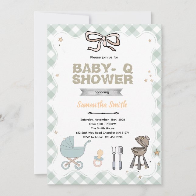 Invitation à la baby shower Baby Q (Devant)
