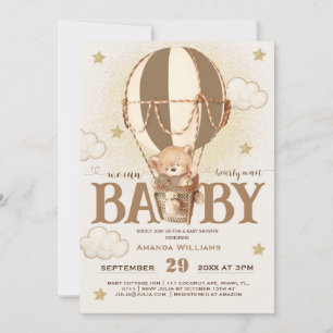 Invitation à la Baby Shower : Ballons d'ours atten