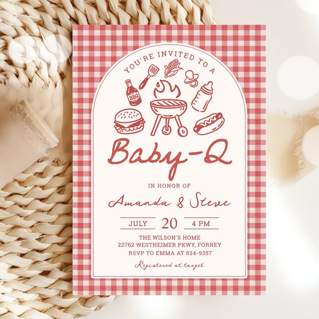 Invitation à la baby shower barbecue de jardin Red (Créateur téléchargé)