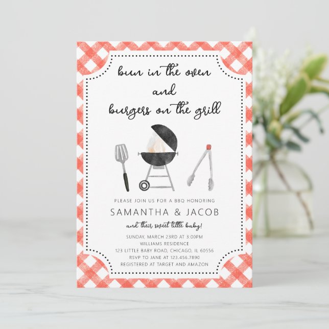 Invitation à la Baby Shower BBQ dans le jardin (Debout devant)