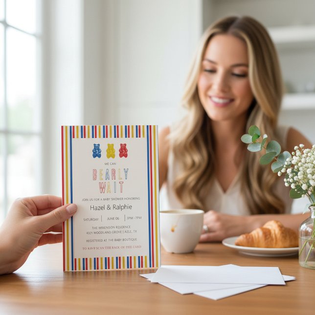 Invitation à la Baby Shower 'Beary Wait' Oursons G (Créateur téléchargé)
