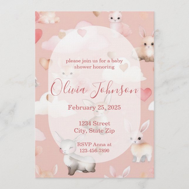 Invitation à la baby shower Bébé Cupid Animaux (Devant)