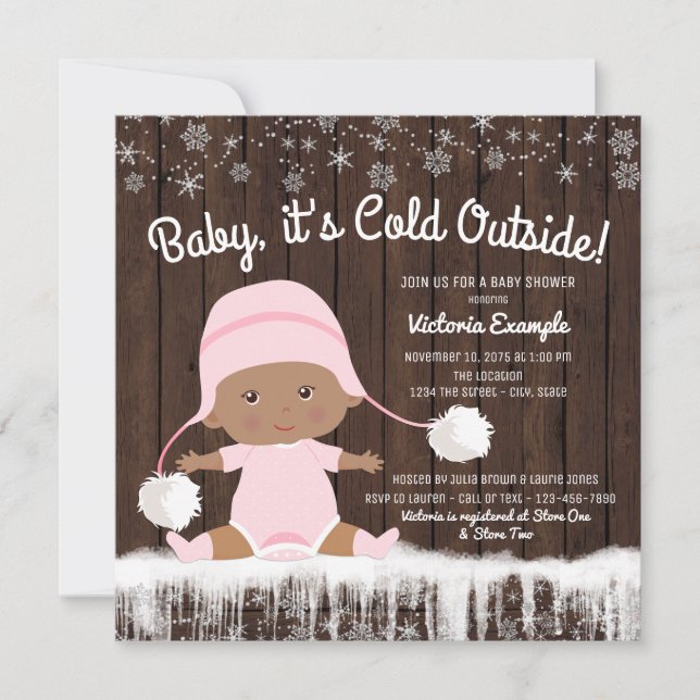 Invitation à la baby shower 'Bébé il fait froid de (Devant)