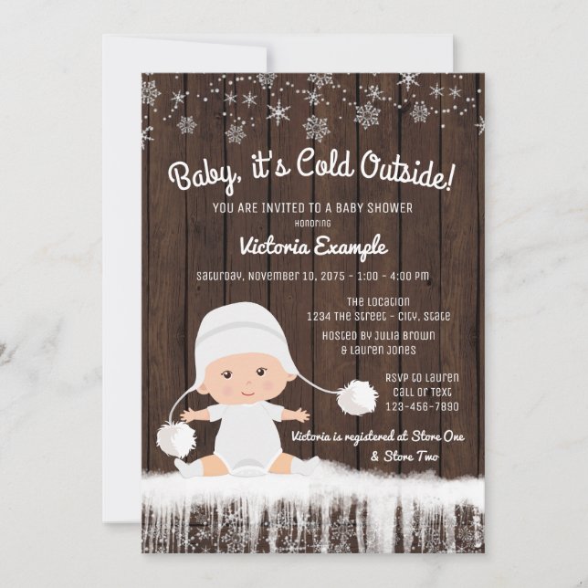 Invitation à la baby shower 'Bébé il fait froid de (Devant)