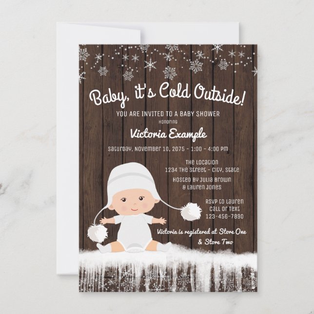 Invitation à la baby shower 'Bébé il fait froid de (Devant)