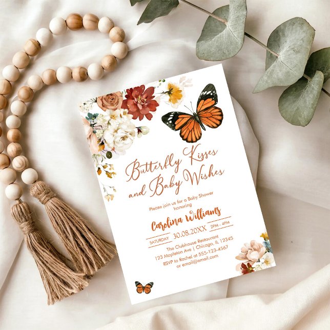 Invitation à la baby shower Bisous de papillon (Créateur téléchargé)