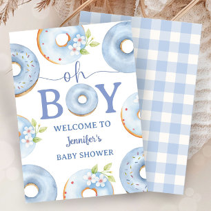 Invitation à la Baby Shower Blue Donuts Oh Boy