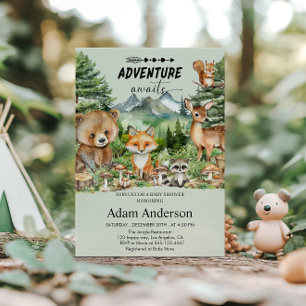 Invitation à la Baby Shower Boisée "Aventure en At