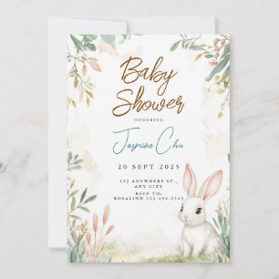 Invitation à la baby shower Bunny Woodland