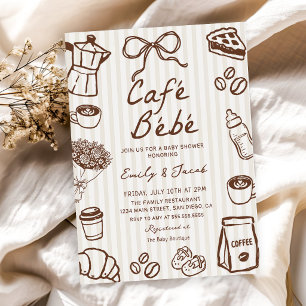 Invitation à la baby shower Café Bébé avec dessin