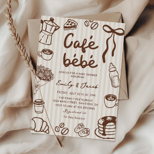 Invitation à la baby shower Café Bébé avec illustr