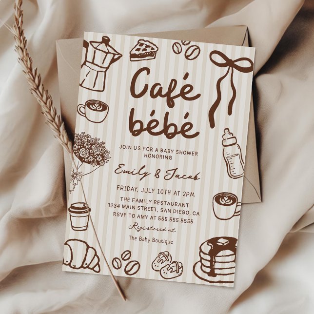 Invitation à la baby shower Café Bébé avec illustr (Créateur téléchargé)