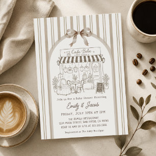 Invitation à la Baby Shower Café Bebe Brun Maison