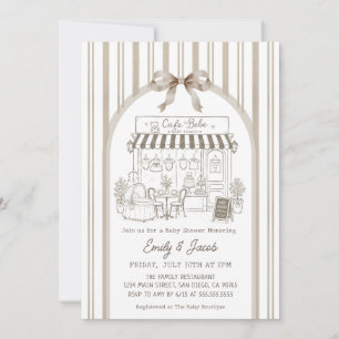Invitation à la Baby Shower Café Bebe Brun Maison