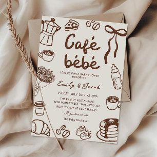 Invitation à la baby shower café bébé dessinée à l