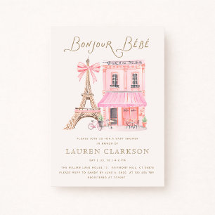 Invitation à la Baby Shower Café Parisien Bonjour