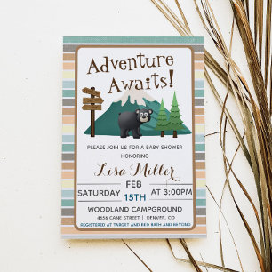 Invitation à la Baby Shower Camping Aventure en At