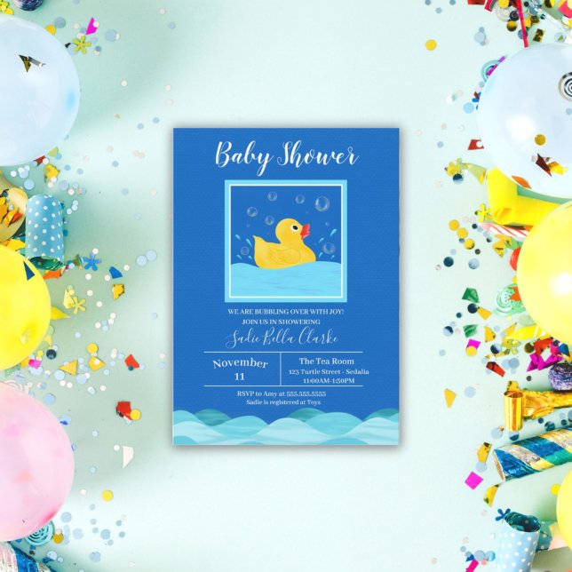 Invitation à la Baby Shower Canard en Caoutchouc B (Créateur téléchargé)