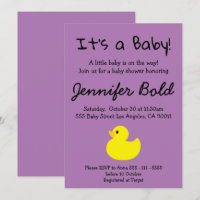 Invitation à la Baby Shower Canard Jaune