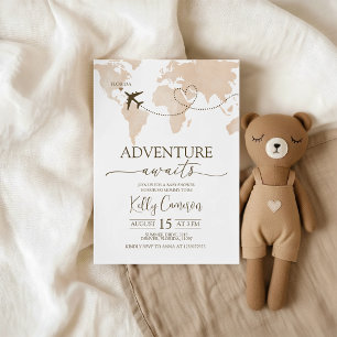 Invitation à la Baby Shower Carte du Monde "L'Aven