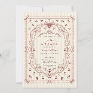 Invitation à la Baby Shower Cherry Bows