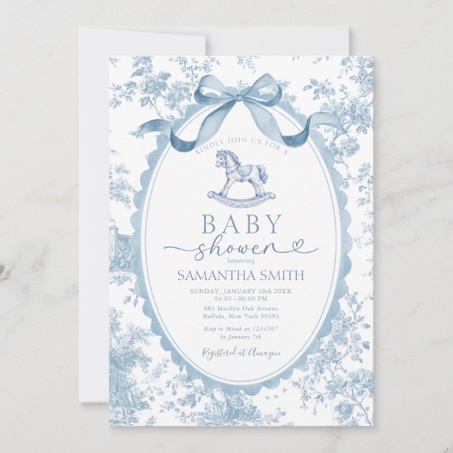 Invitation à la baby shower Cheval à Bascule Toile (Devant)