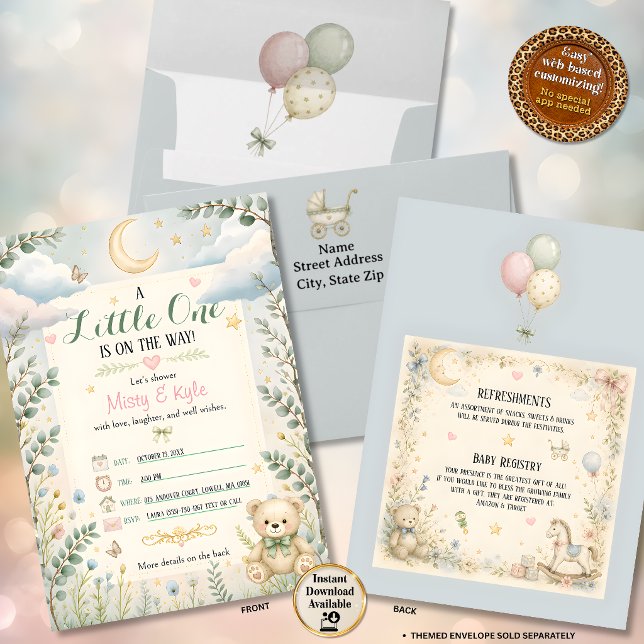 Invitation à la baby shower Cieux Bleus & Papillon (Blue Skies & Butterflies Baby Shower Invitation)