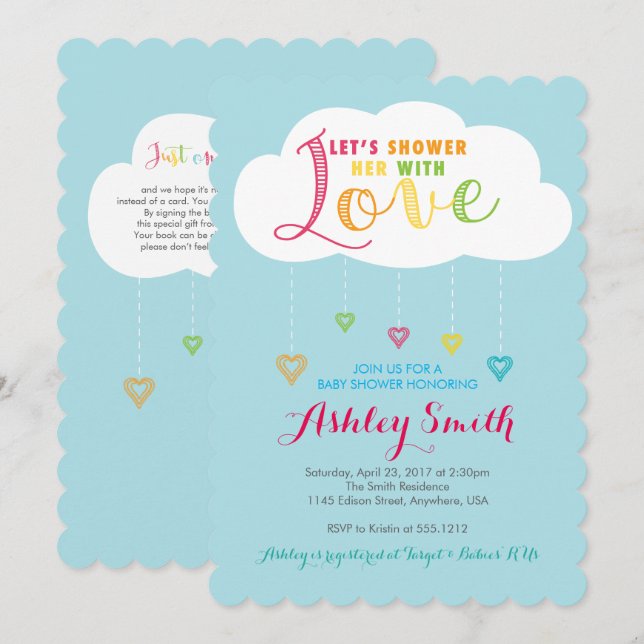 Invitation à la Baby Shower : Comblons-la d'amour (Devant / Derrière)