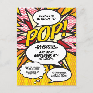 Invitation à la Baby Shower Comic Book Pop Art prê