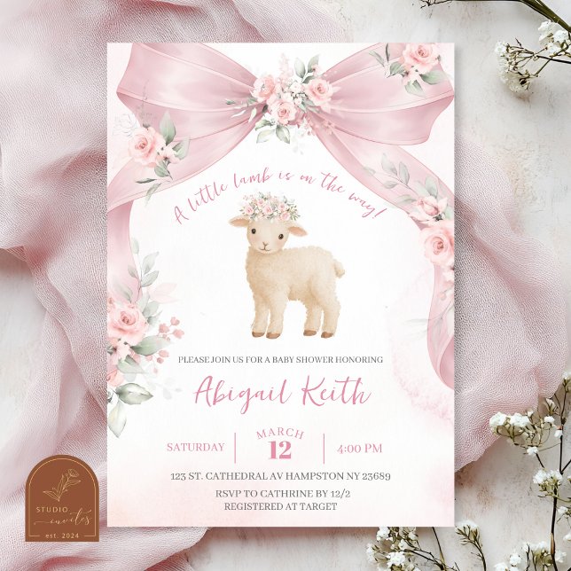 Invitation à la baby shower Coquette Lamb avec un  (Créateur téléchargé)