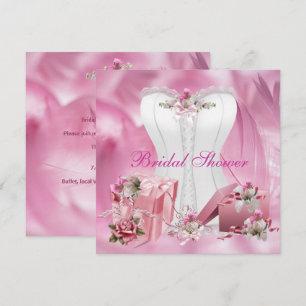 Invitation à la Baby Shower Corset Rose Blanc Joli