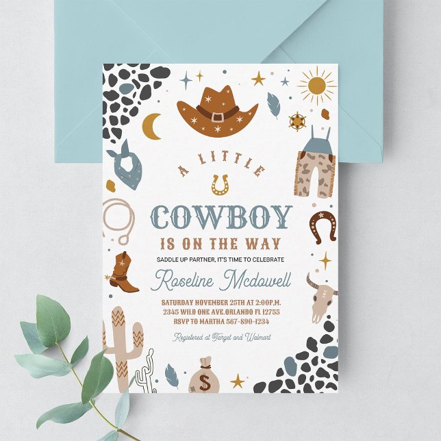 Invitation à la Baby Shower Cowboy Boy Ranch du Su (Créateur téléchargé)