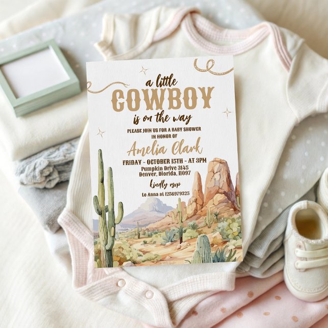 Invitation à la baby shower Cowboy de l'Ouest (Créateur téléchargé)