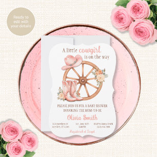 Invitation à la baby shower Cowgirl en route