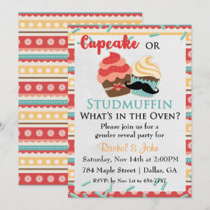 Invitation à la baby shower Cupcake ou Stud Muffin