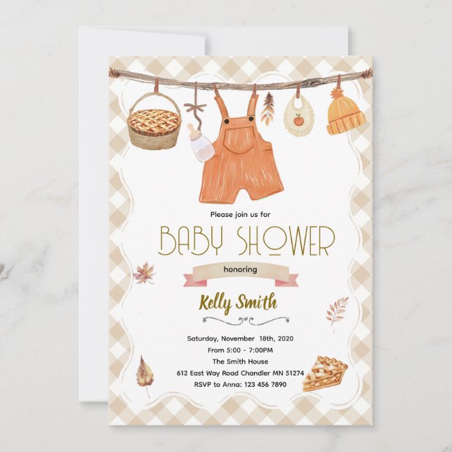 Invitation à la baby shower Cutie Pie (Devant)
