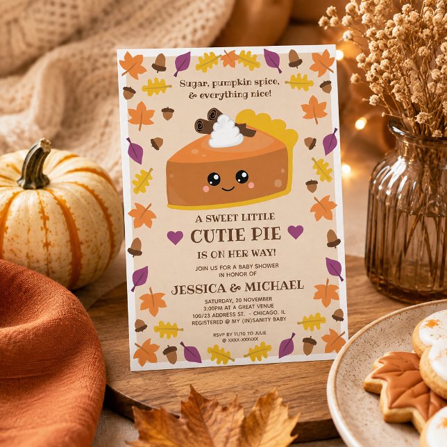 Invitation à la Baby Shower d'Automne Cutie Pie (You’ll definitely want a piece of this cutie pie baby shower invitation.)