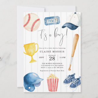 Invitation à la baby shower de baseball