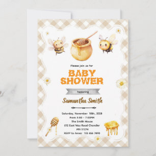 Invitation à la baby shower de bébé abeille à miel