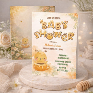 Invitation à la baby shower de bébé abeille douce