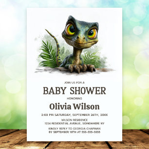 Invitation à la baby shower de bébé dinosaure