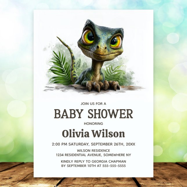 Invitation à la baby shower de bébé dinosaure (Créateur téléchargé)