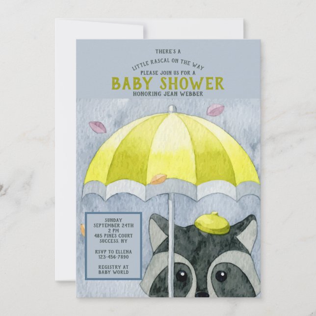 Invitation à la Baby Shower de Bébé Raton d'Automn (Devant)