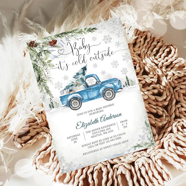 Invitation à la Baby Shower de Camion d'Hiver (Créateur téléchargé)