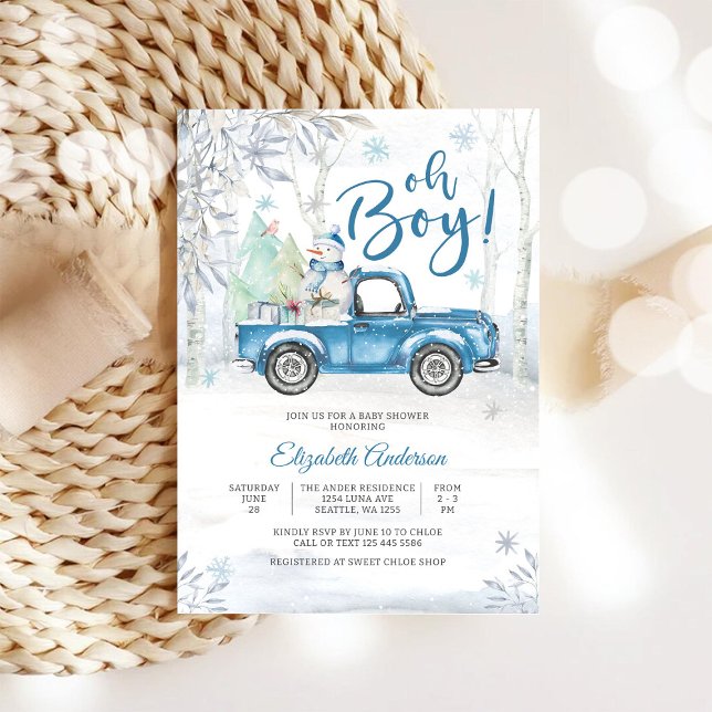 Invitation à la Baby Shower de Camion d'Hiver (Créateur téléchargé)