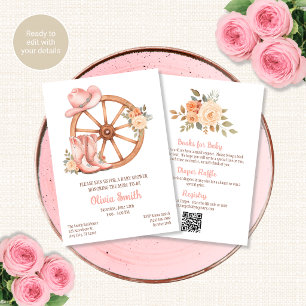 Invitation à la baby shower de Cowgirl avec QR Cod