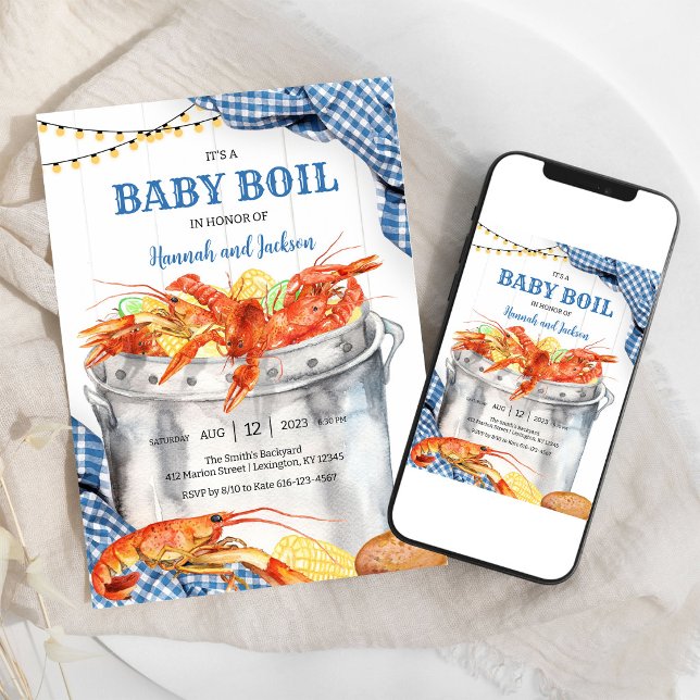 Invitation à la baby shower de fruits de mer Crawf (Créateur téléchargé)